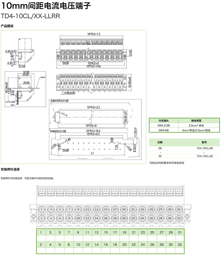 10mm间距电流电压端子TD4-10CL/XX-LLRR(图1)